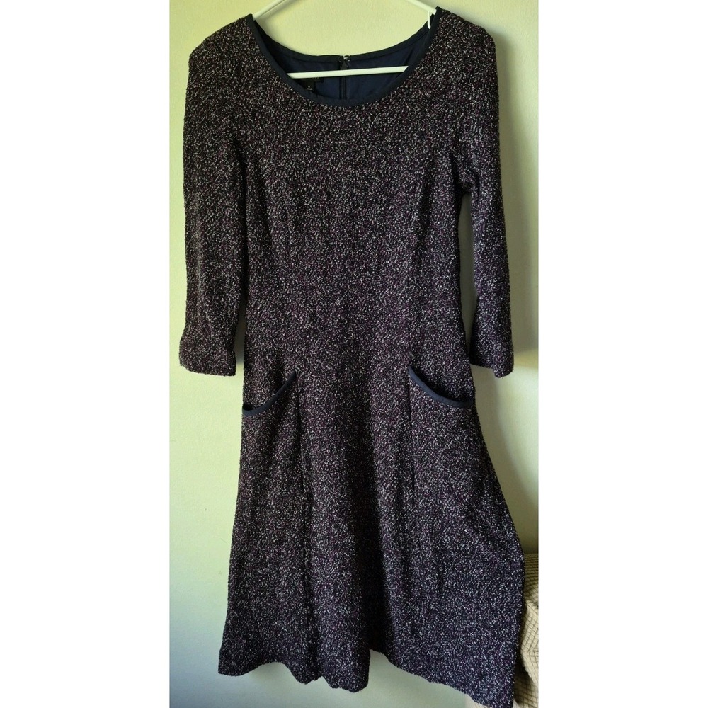 Talbots Fit & Flare Dress Twisted Boucle Knit Burgundy Preppy Career Work Size 6